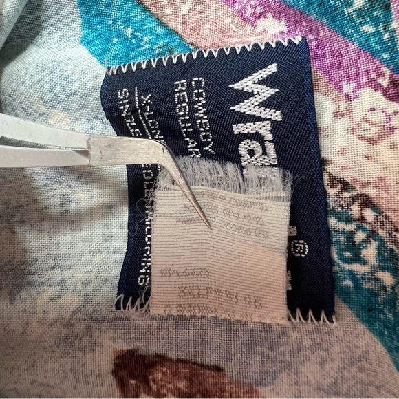 Vintage Wrangler Native American Art Short Sleeve Western Shirt XL X-Long Tails - Picture 7 of 7